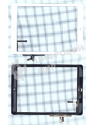 Сенсорное стекло (тачскрин) для iPad Air (A1474, A1475, A1476), белое с кнопкой OEM