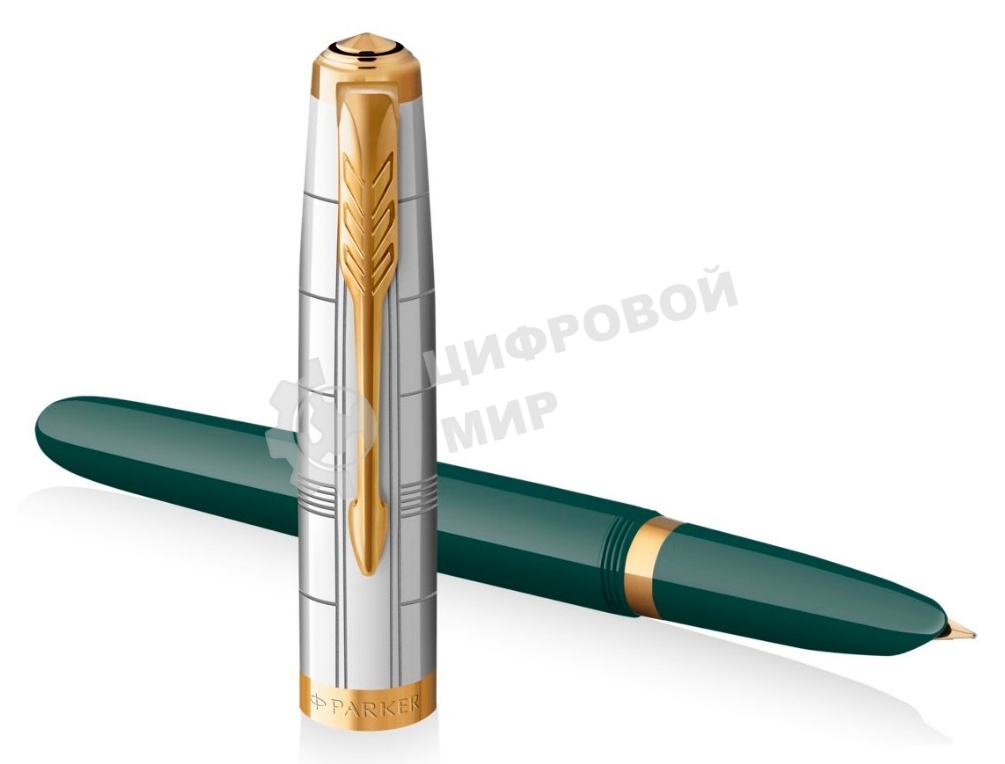 Ручка перьевая Parker 51 Premium (CW2169074) Forest Green GT, F, сталь нержавеющая, подарочная коробка