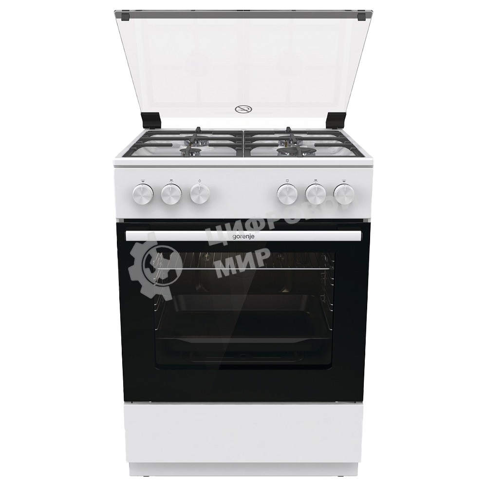 Плита газовая Gorenje GG6A11WF белый, конфорок 4 газовых, духовка 72 л, 60 см x 85 см x 60 см
