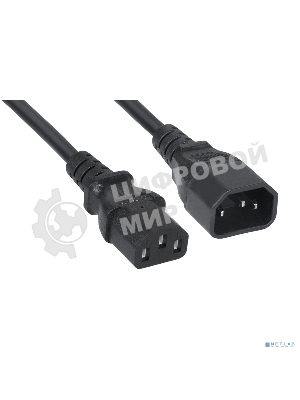 Кабель питания Cabeus PC-189-VDE-1.0-3M монитор-компьютер IEC 320 C13 - IEC 320 C14 (3x1.0), 3 м