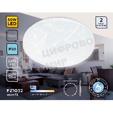 Потолочный светодиодный светильник Ambrella light FZ1032 WH белый 30W 6400K D370*55 (Без ПДУ)