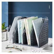 Лоток вертикальный Deli 79003Gray 3 отд. складной A5 200х150х180мм серый, пластик
