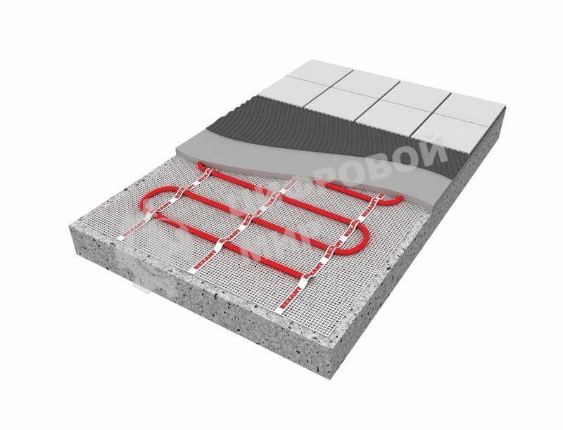 Теплый пол (нагревательный мат) Rexant Extra, площадь 7,0 м2 (0,5 х 14,0 метров), 1120Вт, (двух жильный)