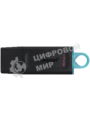 Флешка USB Kingston DataTraveler Exodia (DTX/64GB), 64Gb, USB 3.2 Gen 1, R/W 200/60, черный/бирюзовый