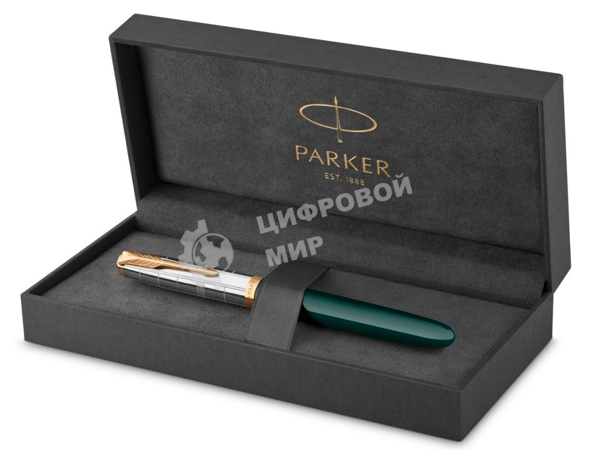 Ручка перьевая Parker 51 Premium (CW2169074) Forest Green GT, F, сталь нержавеющая, подарочная коробка