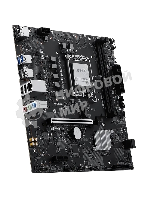 Материнская плата MSI PRO H810M-E, LGA 1851, Intel H810, 2xDDR5 (до 128 ГБ), 4xSATA, 1xM.2 (PCIe 4.0 x4), 1xPCIe 5.0 x16, 1xPCIe x1, 1xHDMI, 1xDP, 1x2.5Gb LAN, 2xUSB-A 5Gbps, 4xUSB-A 2.0, 3x3.5 мм, 7.1, чёрный, mATX