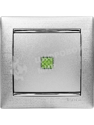 Выключатель Valena одноклавишный с подсветкой алюминий