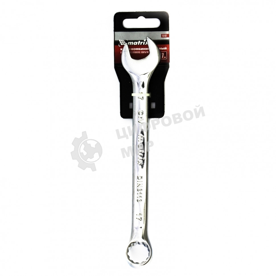 Ключ комбинированный Matrix, 17 мм, CrV, полированный хром