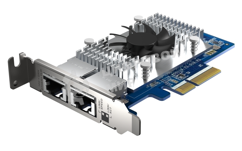 Сетевая карта QNAP QXG-10G2T-X710 LAN Expansion Card, PCIe Gen 3, Two 10GbE (10G/5G/2.5G/1G/100M)) Ports with SR-IOV and iSCSI, Block-based, Supports Multiple Virtual Disk Modes