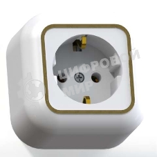 Розетка Кунцево-Электро 1-м ОП Валентина РА16-638 с заземл. белый/зол.