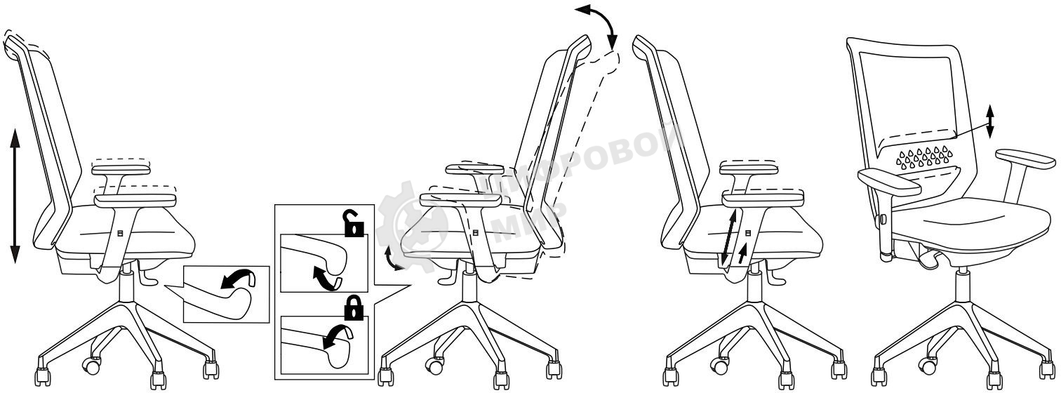 Кресло офисное Бюрократ MC-611NL черный TW-01 38-418 сетка/ткань, крестов. 4-луч. пластик
