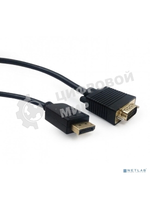 Кабель DisplayPort->VGA Cablexpert CCP-DPM-VGAM-5M, 5м, 20M/15M, черный, экран, пакет