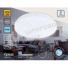 Потолочный светодиодный светильник Ambrella light FZ1035 WH белый 21W 6400K D320*55 (Без ПДУ)