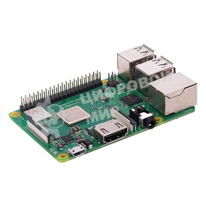 Мини ПК Raspberry Pi 3 Model B+ (RA433, E14 Version) Retail, 1Gb RAM, Cortex-A53 (ARMv8) 64-bit SoC @ 1.4GHz Broadcom BCM2837B0 CPU, WiFi, Bluetooth, 40-pin extended GPIO, 4x USB 2.0, HDMI, CSI camera port, DSI displ.port, MicroSD port (137-3331), (БП и к