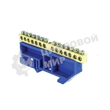 Шина нулевая N 6х9 14 отвер. латунь син. изолятор на DIN-рейку PROxima EKF sn0-63-14-d