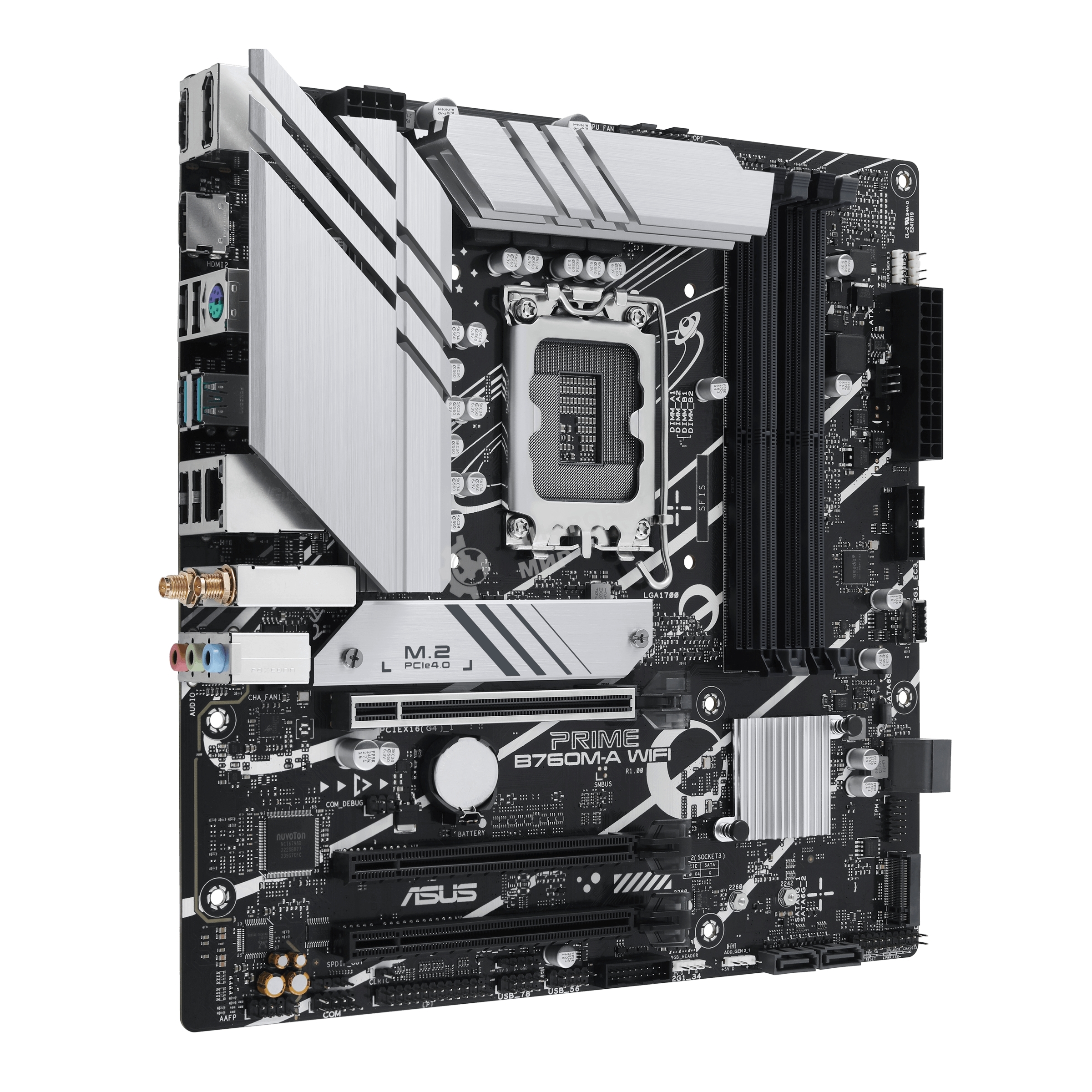 Материнская плата ASUS PRIME B760M-A WIFI, LGA 1700, Intel B760, 4xDDR5, 4xSATA, 2xM.2, 1xPCIe 4.0 x16, 1xPCIe 4.0 x4, 1xPCIe 4.0 x1, 2xHDMI, 1xDP, 1x 2.5Gb LAN, 2xUSB-A 3.2 Gen 2, 4xUSB-A 2.0, 3x3.5 мм, 7.1, mATX