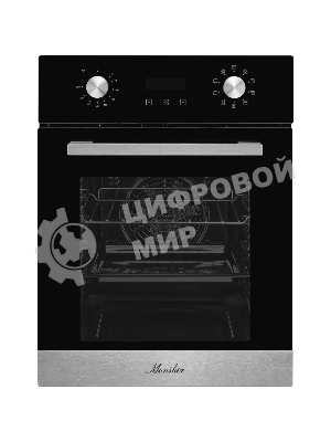 Духовой шкаф электрический Monsher MOE 4592 Acier ширина 45 см, High-Tech, 50 л, гидролизная очистка, 9 режимов, черный/нерж. сталь