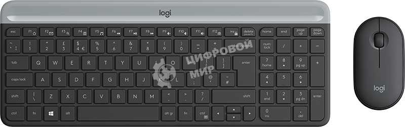 Комплект клавиатура + мышь Logitech MK470 Slim Wireless Keyboard and Mouse ComboGRAPHITE