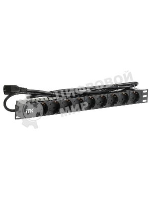 Блок ITK PDU 9 розеток DIN49440 (нем. cтанд.) 1U, шнур 2м вилка DIN49441 (нем. станд.), профиль из ПВХ, черный