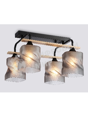 Светильник Ambrella light TR3033249/4 BK/WD черный/дерево E27/4 max 60W 340*340*245