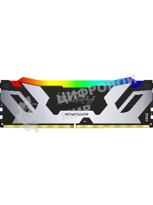 Оперативная память Kingston Fury Renegade, DDR5, 32GB (2x16GB), 6400MHz, CL32, DIMM, с радиатором, RGB, серебристый/черный