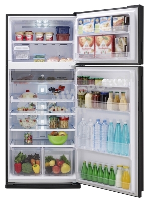 Холодильник Sharp SJXE55PMSL серебристый двухкамерный 388/148л морозилка сверху, No Frost