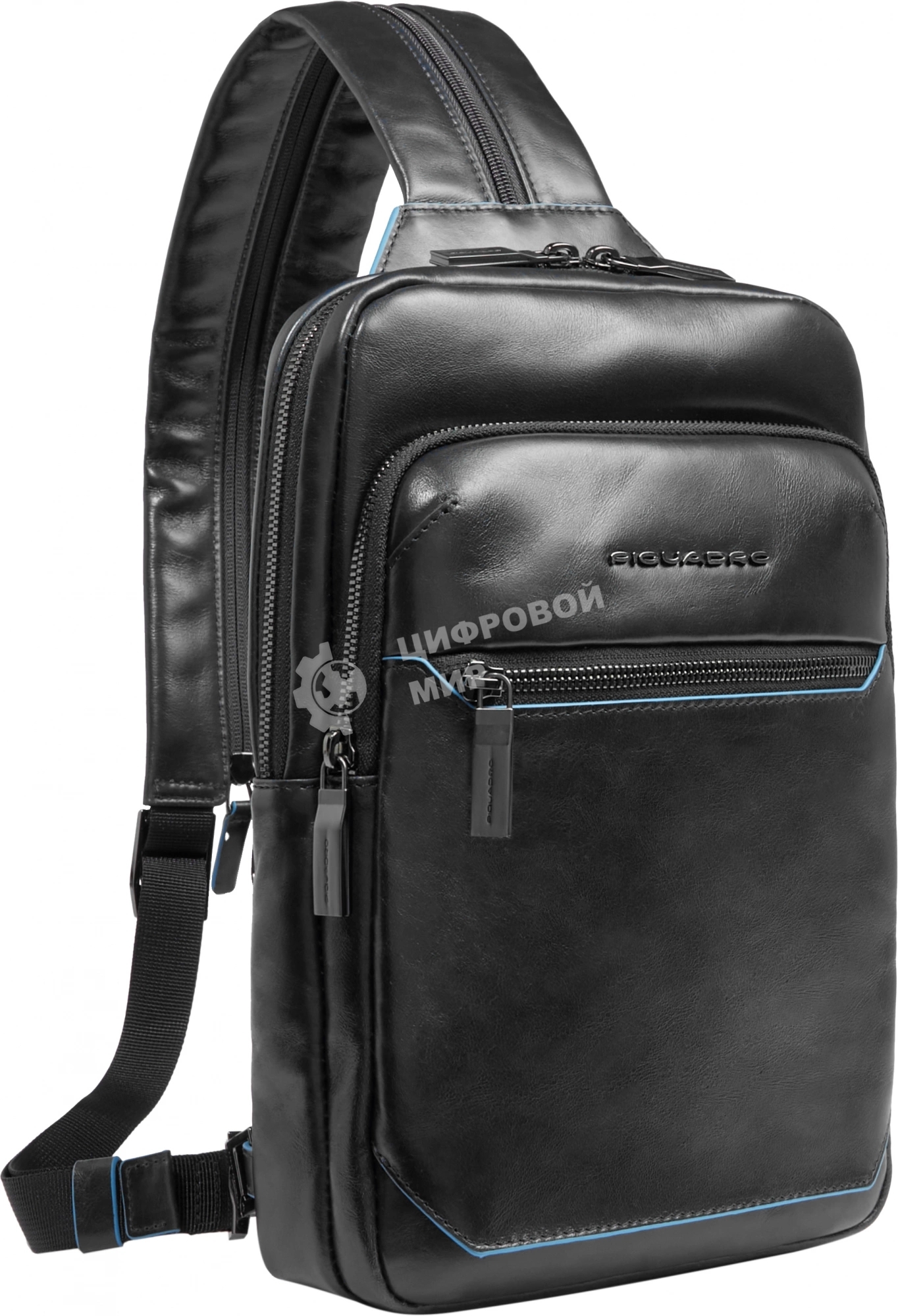 Рюкзак слинг мужской Piquadro Blue Square CA6589B2/N, кожа, черный