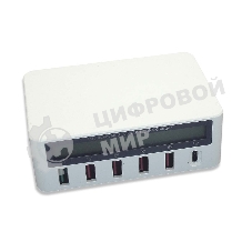 Профессиональное зарядное устройство 818PF для 5-ти телефонов с индикацией потребления + Type C PD