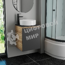Тумба Bau Dream Blackwood 50 графит, раковина BAU Dream круглая D41, смеситель для раковины высокий Hotel Black, черный