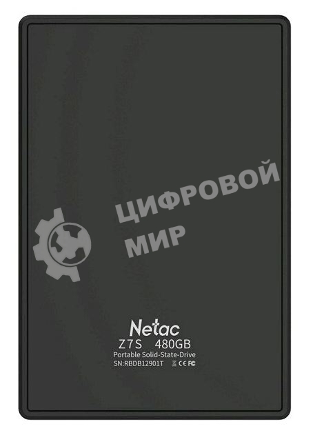 Внешний SSD Netac Z7S, 480 Gb, USB 3.2 Gen 2 Type-C, R/W 550/480, черный