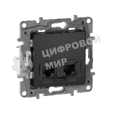 Розетка компьютерная 2-ая RJ45, кат.5е UTP 672655 Legrand Etika Антрацит