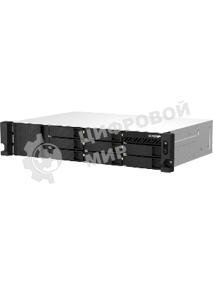 Сетевое хранилище SMB QNAP TS-873AeU-4G NAS 8x3.5/2.5 SATA/SSD trays, 2 x M2 PCIe, 2x 2.5 GbE, 2U rackmount, 1 PSU. AMD Ryzen V1500B 4-core/8-thread 2.2 GHz processor, 4 Gb DDR4 RAM (1*4 Gb) up to 64Gb (2*32 Gb). W/o rail kit RAIL-B02
