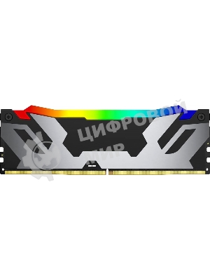 Оперативная память Kingston Fury Renegade, DDR5, 32GB (2x16GB), 6400MHz, CL32, DIMM, с радиатором, RGB, серебристый/черный