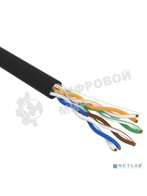 Кабель витая пара Rexant U/UTP, cat.5e, PE, 4PR, 24AWG, OUTDOOR, SOLID, черный, 305м