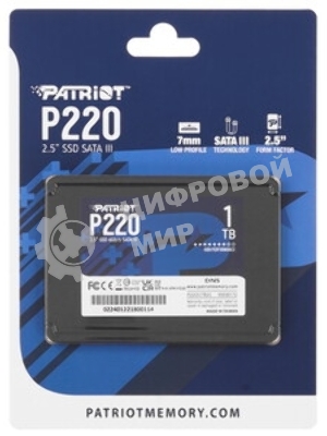Накопитель SSD Patriot P220, 1Tb, SATA III, 2.5