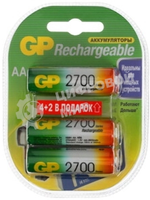 Аккумулятор + зарядное устройство GP PowerBank 270AAHCMHSPBA-2CR4 AA NiMH 2700mAh (4шт) блистер