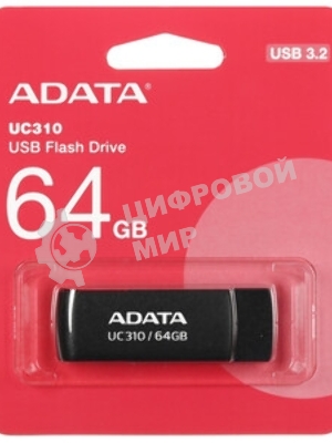 Флешка USB ADATA UC310 (UC310-64G-RBK), 64Gb, USB 3.2, R/W 100/30, черный