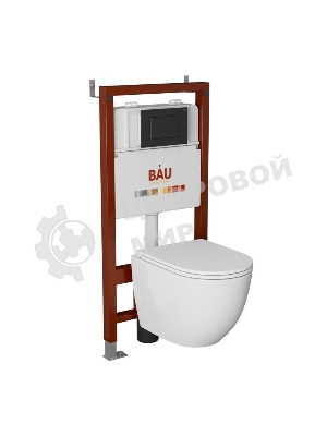 Комплект BAU 6 в 1: инсталляция BAU PRO, унитаз подвесной торнадо Bau Dream Hurricane-2, сиденье дюропласт микролифт, клавиша BAU Stil, черный матовый