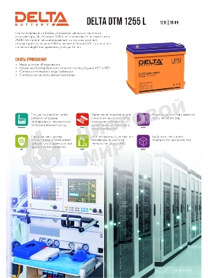 Батарея для ИБП Delta DTM 1255 L напряжение 12В, емкость 55А·ч (239x132x210мм)