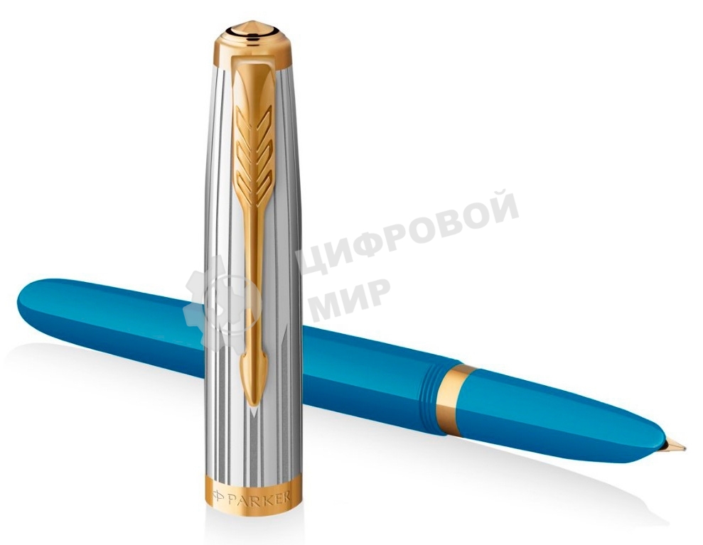 Ручка перьевая Parker 51 Premium (CW2169078) Turquoise GT, F, сталь нержавеющая, подарочная коробка