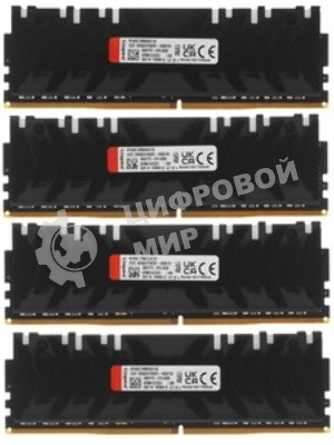 Оперативная память Kingston Fury Renegade, DDR4, 128Gb (4x32Gb), 3600MHz, CL18, DIMM, радиатор, RGB, черный/серебристый