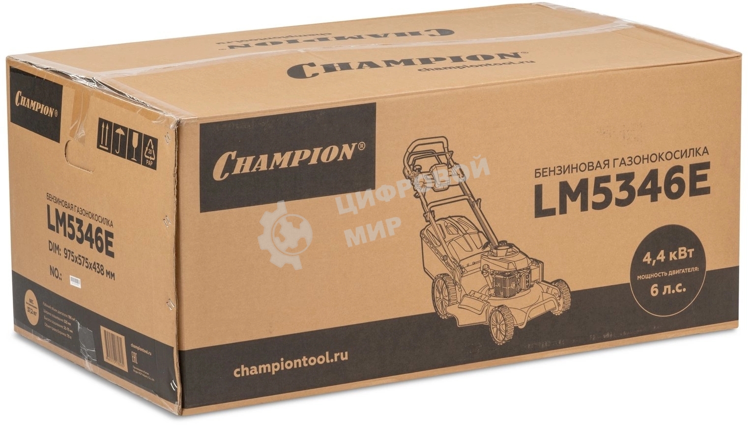 Газонокосилка Champion LM5346E 4.4кВт 53см 70л 25-75мм 41кг 4в1 эл.запуск