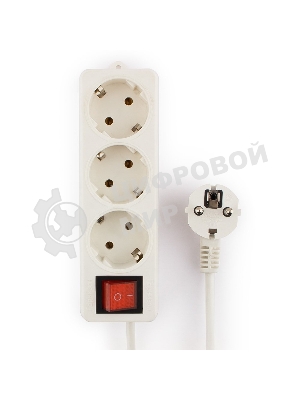 Сетевой фильтр Гарнизон ELB-G3-W-5, 3 евророзетки с выключателем и заземлением, допустимый ток 16А, длина 5 м.