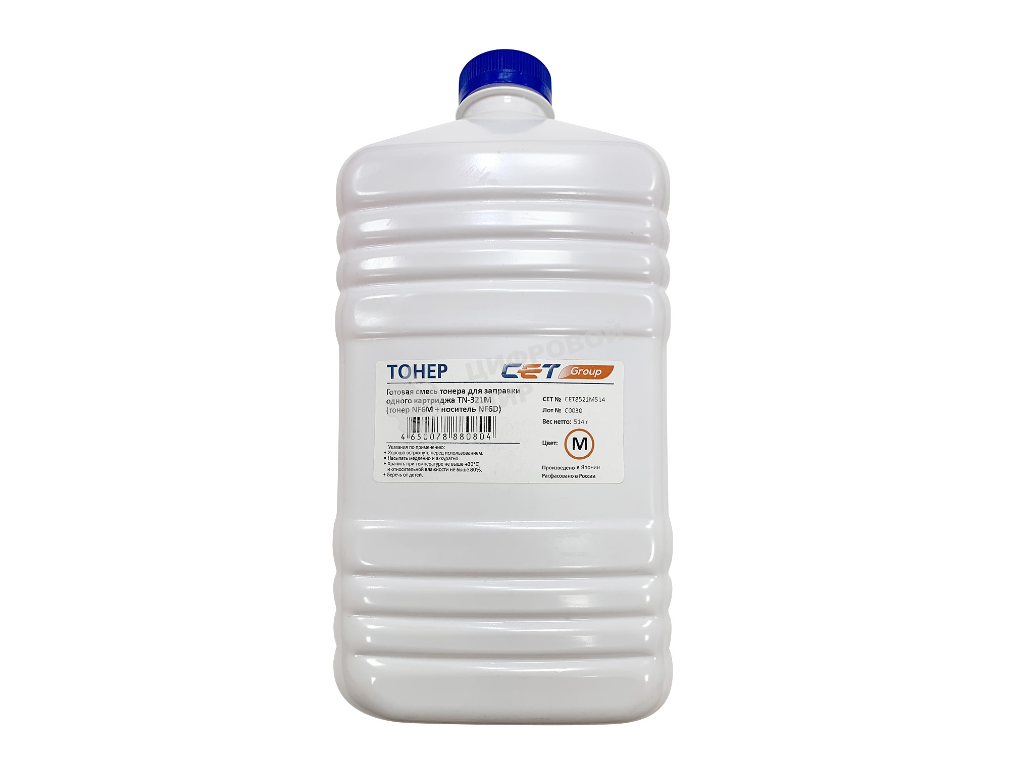 Тонер CET NF6M/NF6D пурпурный бутылка 514гр. (в компл.:девелопер) для принтера Konica Minolta Bizhub C224/284/364