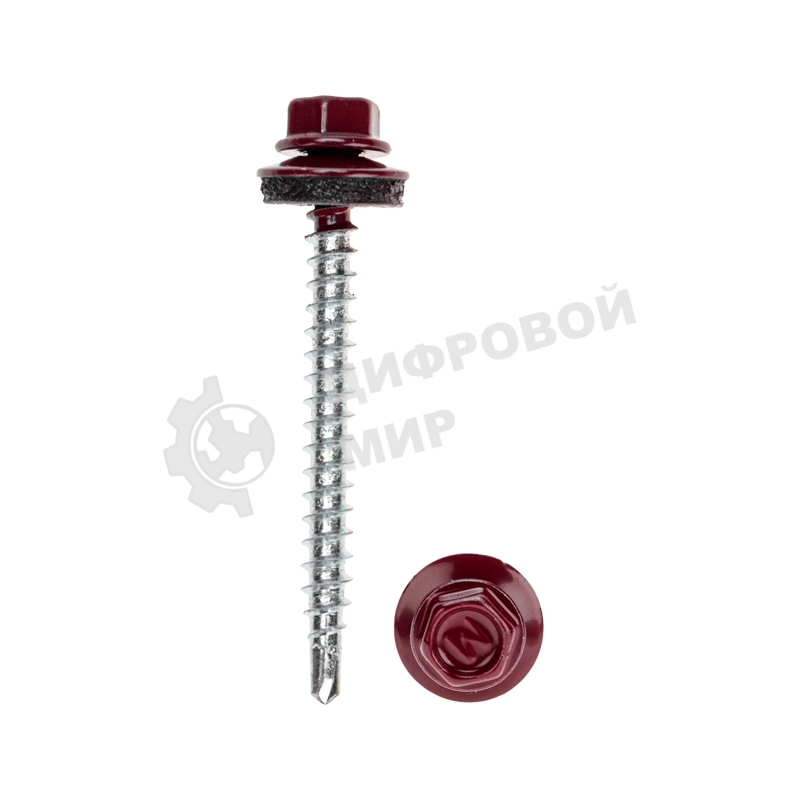 Саморез кровельный Kranz 4,8х50, окрашенный RAL 3005, короб (150 шт/уп)