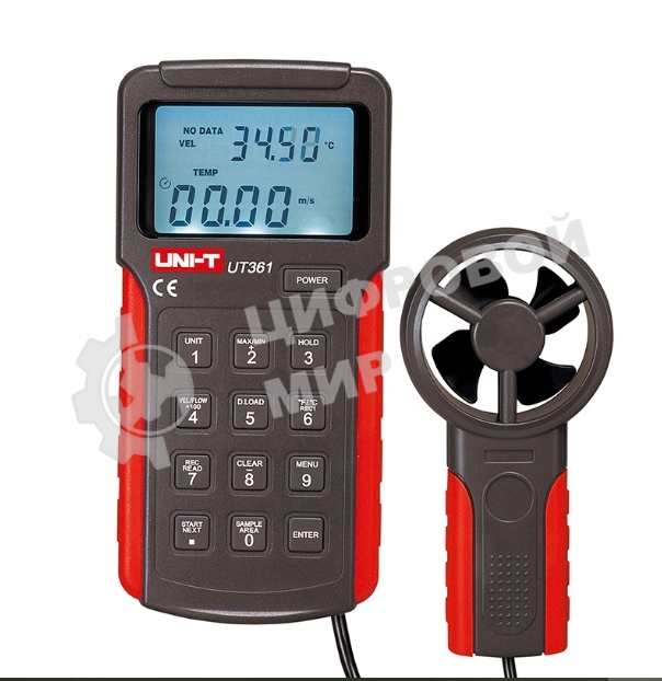 Анемометр UT361, анемометр-термометр с крыльчаткой, 2 ~ 30м/с, 0 ~ 40С