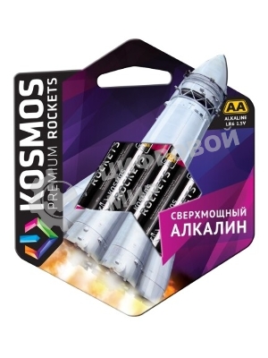 Элемент питания Космос алкалиновый LR6 KOSMOS premium ROCKETS (блист. 4шт)