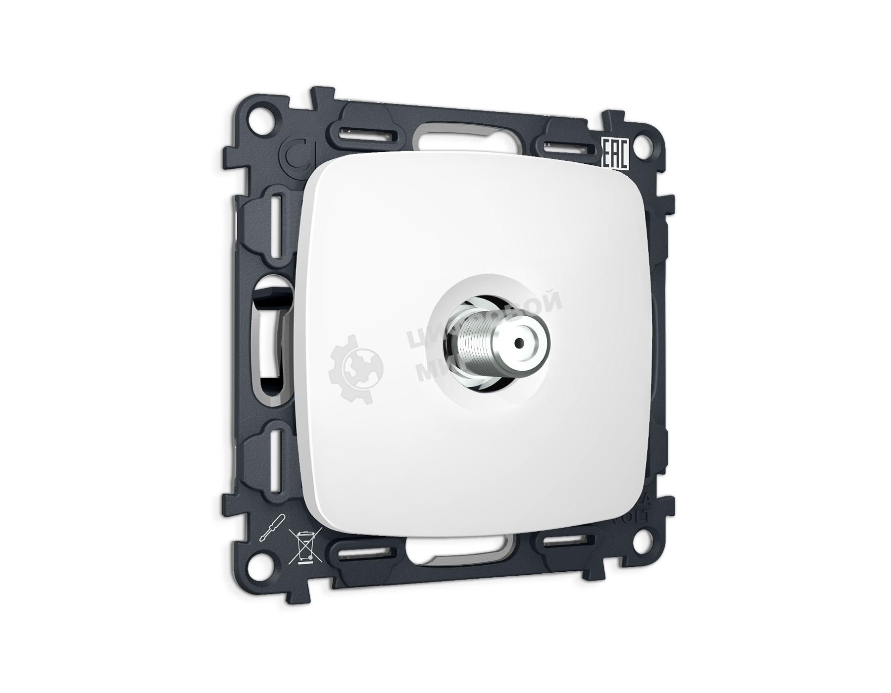 Комплект механизма TV розетки SAT 5-2400MHz 3.5dB OMEGA Белый матовый QUANT (OP1330, VM215) MO133050
