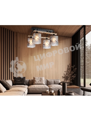 Светильник Ambrella light TR3033249/4 BK/WD черный/дерево E27/4 max 60W 340*340*245