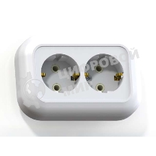 Розетка Кунцево-Электро 2-м СП Валентина РС16-830 с заземл. белый